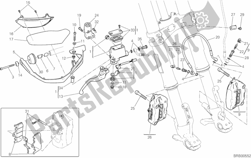 All parts for the Front Brake System of the Ducati Multistrada 950 Thailand 2018